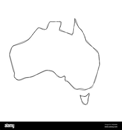 australia country simplified mapthin triple pencil sketch outline