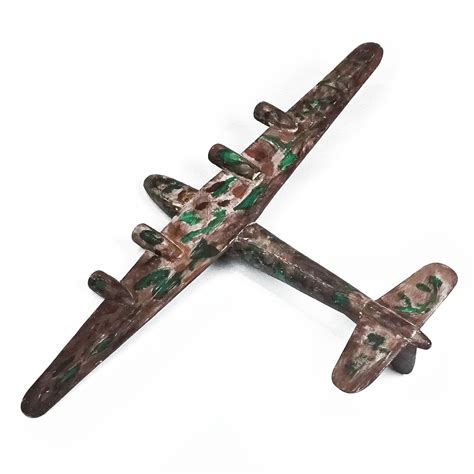 c. WWII Wood B-17 Recognition Model Airplane — WALNUT and LIMESTONE