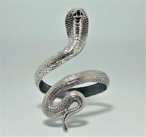 Cobra Snake Sterling Silver Bracelet Cuff Cleopatra Jewelry Arm