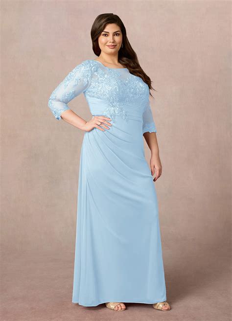 Azazie Fatemah Sky Blue Mermaid Scoop Lace Lace Dress Azazie