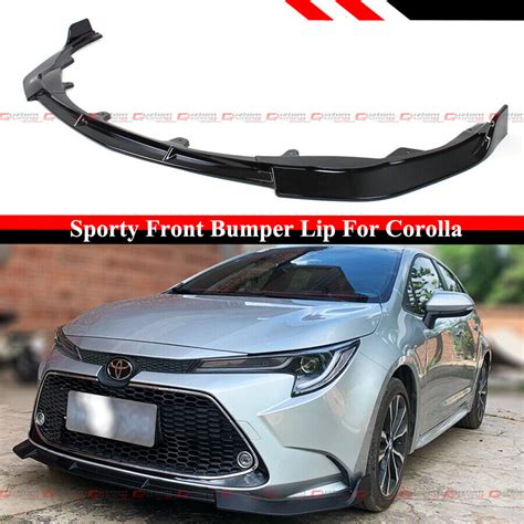 For 2020 2024 Toyota Corolla Sedan LE XLE Gloss Black Front Bumper Lip