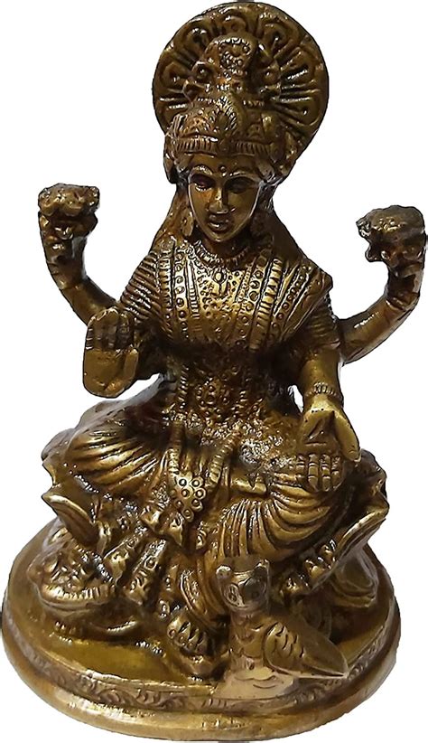 PARIJAT HANDICRAFT Brass Lakshmi Laxmi Ganesha Sitting On Lotus