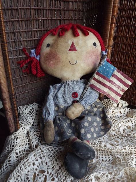 Primitive Rag Doll United States Flag Americana Decor Grungy Etsy