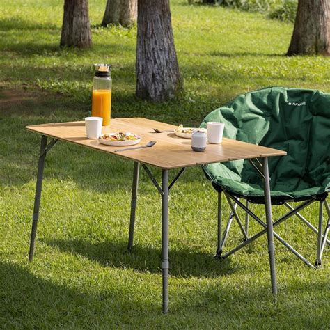 Table De Camping En Bambou Navaris Groot Table De Camping Pliante