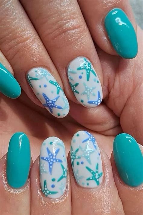 Starfish Nails In Nail Designs Gel Nails Simple Nails