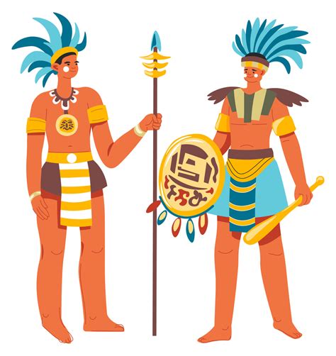 Mayan People Warriors With Spear Weapons Vector 17743657 Vector Art At