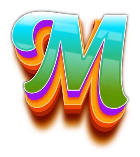 3d Green Blue Light Shadow Alphabet Letter M 36130963 Png