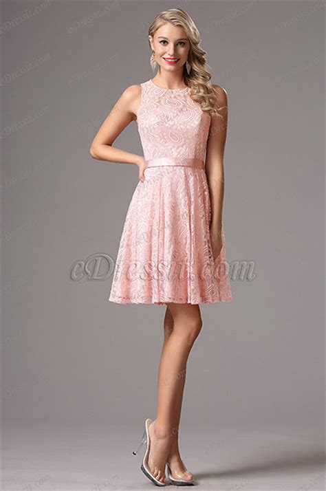 Pink Lace Party Dress Cocktail Dress X07152601 Edressit