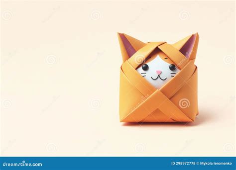 Gato De Origami Lugar Para El Texto Foto De Archivo Imagen De