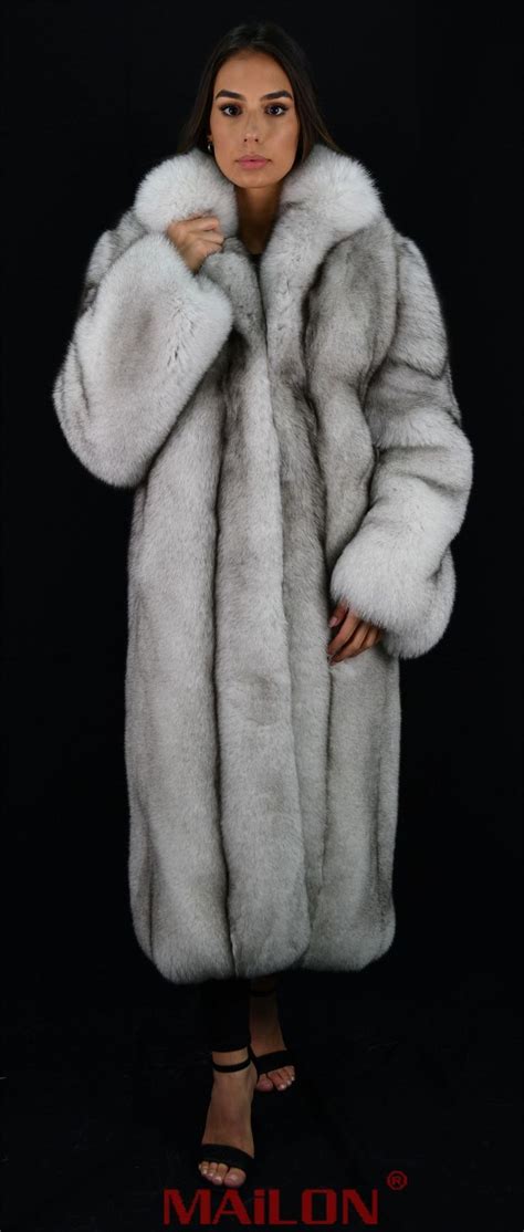 Saga Let Out Natural Blue Fox Full Length Fur Coat In 2020 Blue Fur