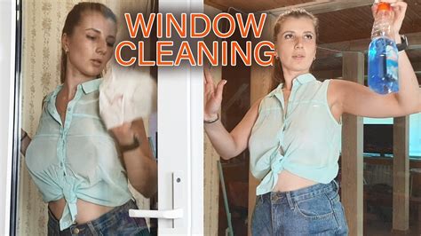 Beautiful Girl Cleaning The Window Youtube