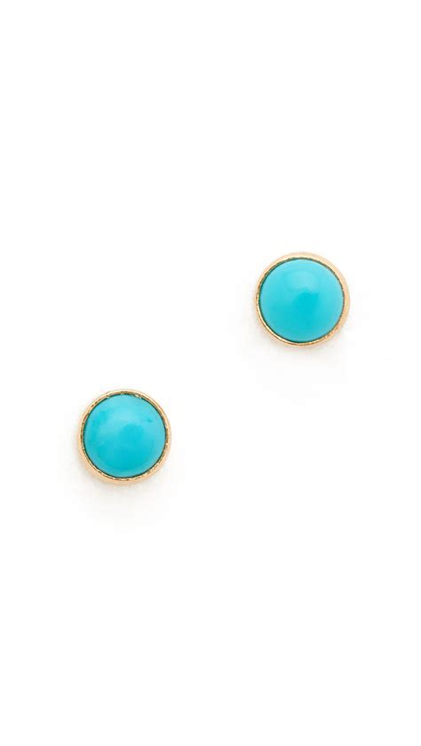 Shop Zoe Chicco K Gold Turquoise Gemstones Stud Earrings At Modalist