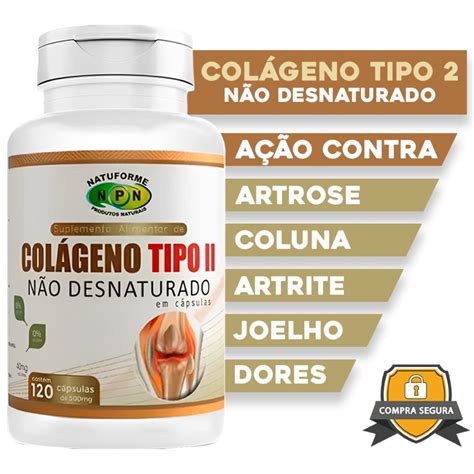 Colágeno Para O Joelho - Colágeno Tipo 2 Não Desnaturado 120 cápsulas para Coluna Joelho ...