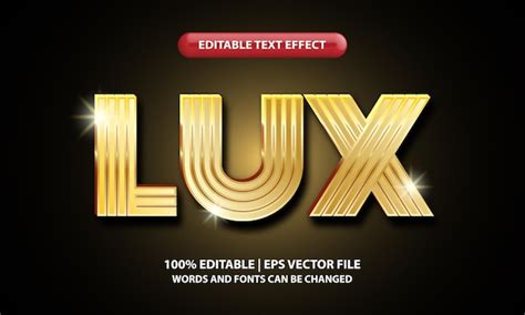 Estilo De Efecto De Texto 3d Editable Dorado Lux Vector Premium