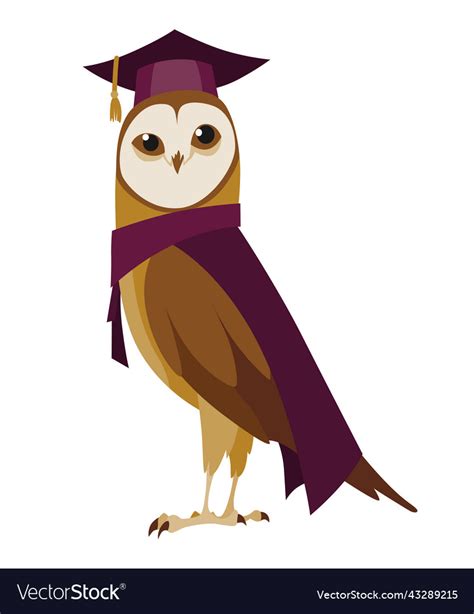 Owl Wearing Graduation Cap Cute Wise With Hat Vector Image