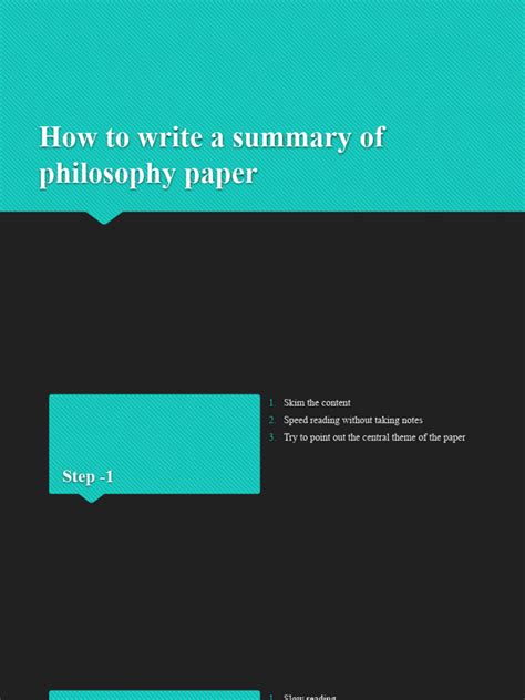 How To Write A Summary Of Philosophy Paper Pdf