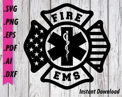 Fire Ems Svg With Stars And Stripes Fire Medical Clipart Etsy