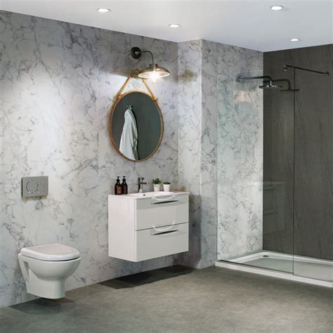 Nuance M Bathroom Wall Panel Tongue Groove Turin Marble Ultramatt