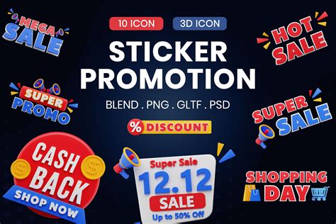 Premium Sticker Promotion 3D Illustration pack from E-commerce ...