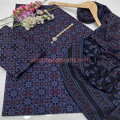 Stunning Ajrak Dress Design with Traditional Touch - Buy Now