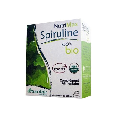 NUTRIMAX Spiruline 100 Bio 240 Comprimés Tonus Et Vitalité Para Organica