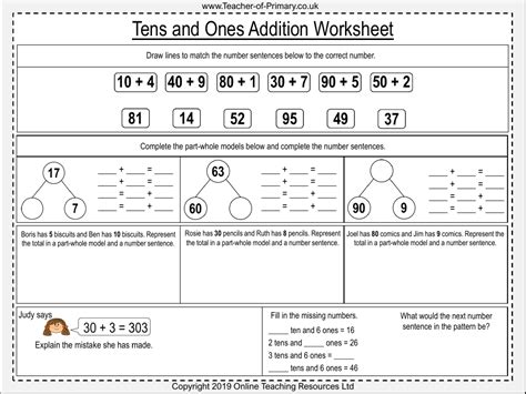 Tens And Ones Addition Worksheet Maths Year