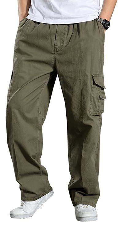 Buy Wsirmet Mens Loose Fit Straight Leg Expandable Waist Multi Pockets