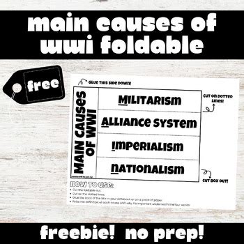 Freebie Main Causes Of Wwi Foldable Main Causes Of Wwi Organizer