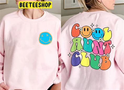 Cool Aunt Club Funny Smile Colorful Cool Aunt Club Aunties Double Side