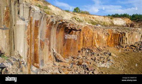 Big Basalt Quarry Basalt Columns In Ukraine Stock Photo Alamy