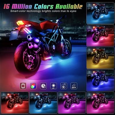 Pcs Motorcycle Led Light Kits App Control Multicolor Waterproof