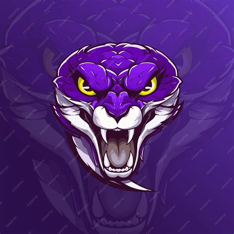 Premium Vector | Purple viper snake front view snake gaming mascot