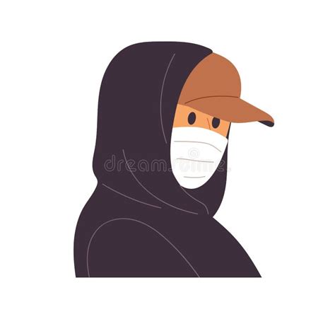 Anonymous Person Wearing Medical Mask Cap Hood Incognito Hiding Face