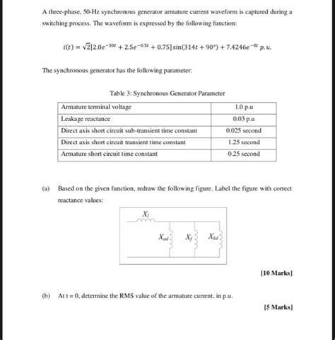 A Three Phase 50 Hz Synchronous Generator Armature Chegg