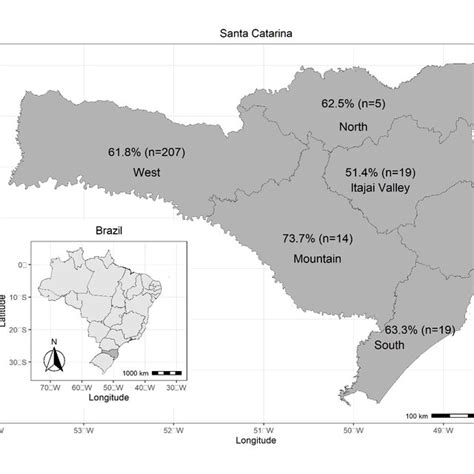 Map Of Santa Catarina State Brazil Showing The Main Regions Where