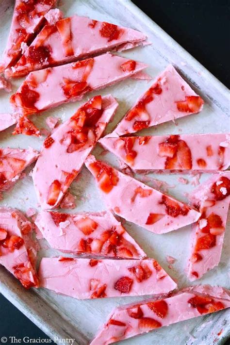 Strawberry Frozen Yogurt Bark Recipe The Gracious Pantry