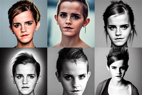 Emma Watson With A Mohawk Hairstyle Headshot Mm Stable