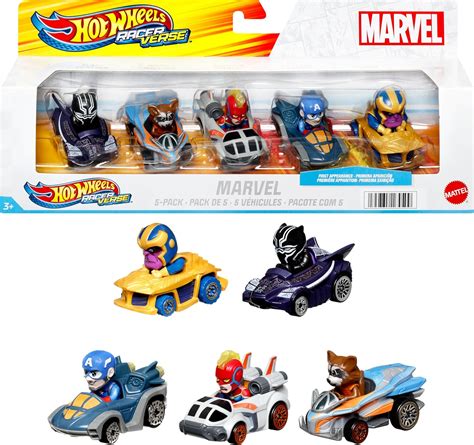 Hot Wheels Marvel Racerverse 5 Pack Of Die Cast 164 Scale Toy Cars With Character Drivers Use