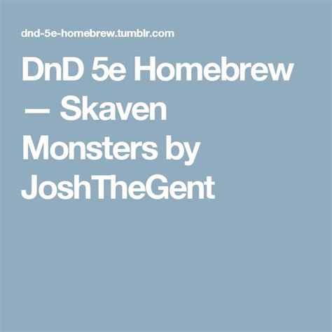 Dnd 5e Homebrew — Skaven Monsters By Joshthegent Dnd 5e Homebrew