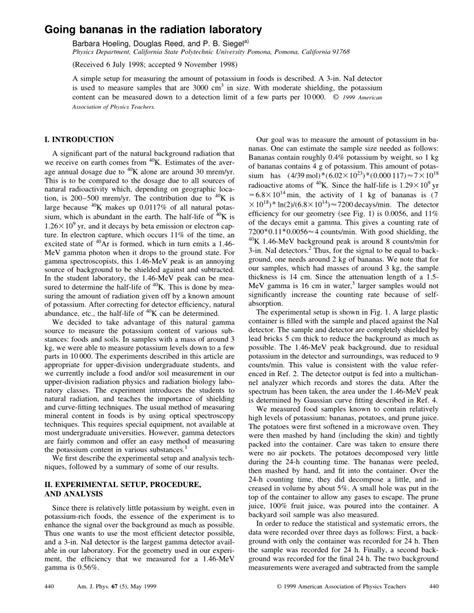 (PDF) Going bananas in the radiation laboratory