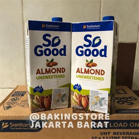 Jual So Good Almond Milk Unsweetened Liter Shopee Indonesia