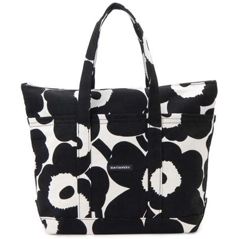 マリメッコ Marimekko トートバッグ 47329192 Unikko ウニッコ キャンバストート ホワイト×ブラック 【並行輸入品