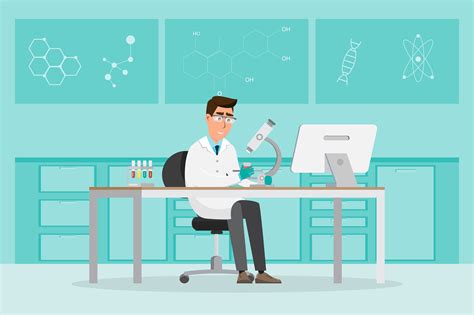 Medical Concept Scientists Man Research In A Laboratory Lab 425022 Vector Art At Vecteezy