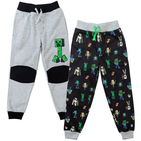 Minecraft Creeper Zombie Steve Little Boys Fleece 2 Pack Jogger Pants