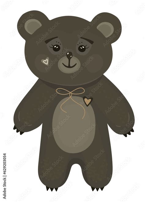 Kawaii brown bear shirt print, cute preppy illustration Stock Vector ...