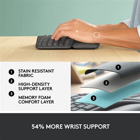 Logitech Ergo K860 Wireless Ergonomic Keyboard Split Keyboard Wrist Rest Natural Typing