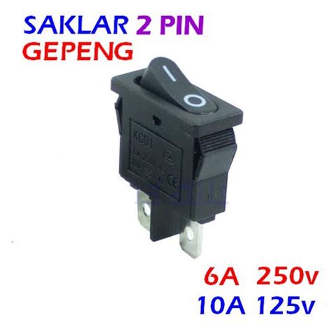 Jual Saklar Gepeng Kecil 2 Pin 2 Kaki Tanpa Lampu Flat Rocker Switch On