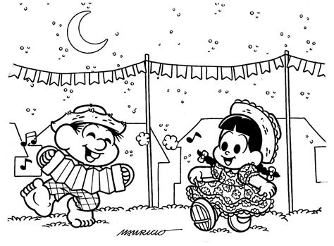 Bento Chico Junina Quadrilha Juninos Sketch Coloring Page