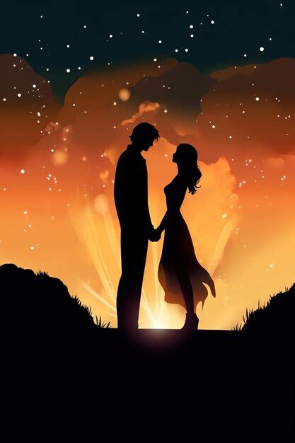 Premium AI Image | silhouette of couple in love illustration