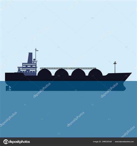 Gas Tanker Lng Carrier Natural Gas Carrier Ship Vector Illustration